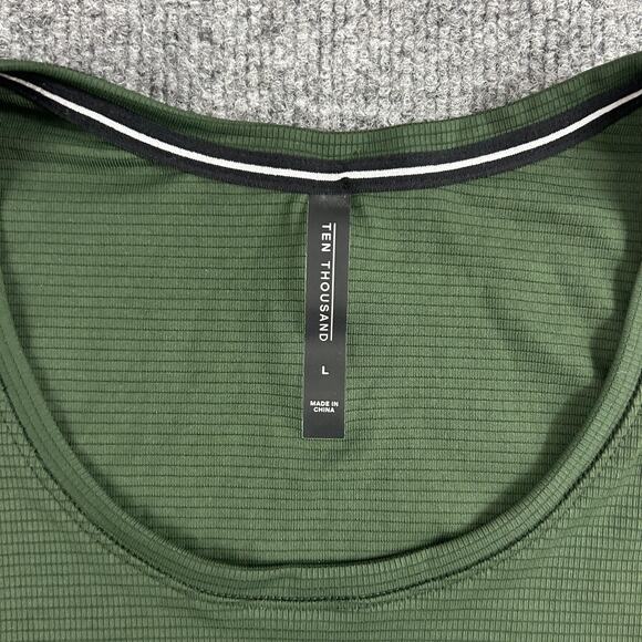 Ten Thousand Top Mens Large Session Tank Green Performance Running Training Gym - Picture 3 of 8